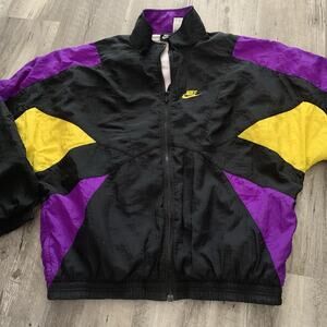 Vintage Y2K Nike Jacket Womens Large Colorblock Track Parachute Windbreaker Zip